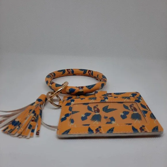 5 For $20.00 Circle Bangle Keychain Wallet ID Card Holder Wristlet - Picture 4 of 11